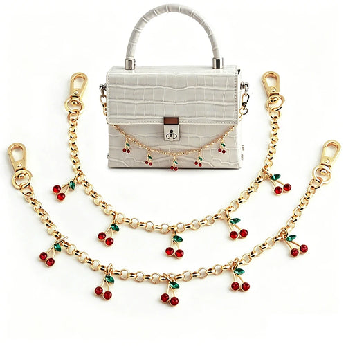 Cherry Crystal Bag Charm Chain – Rhinestone Handbag Accessory
