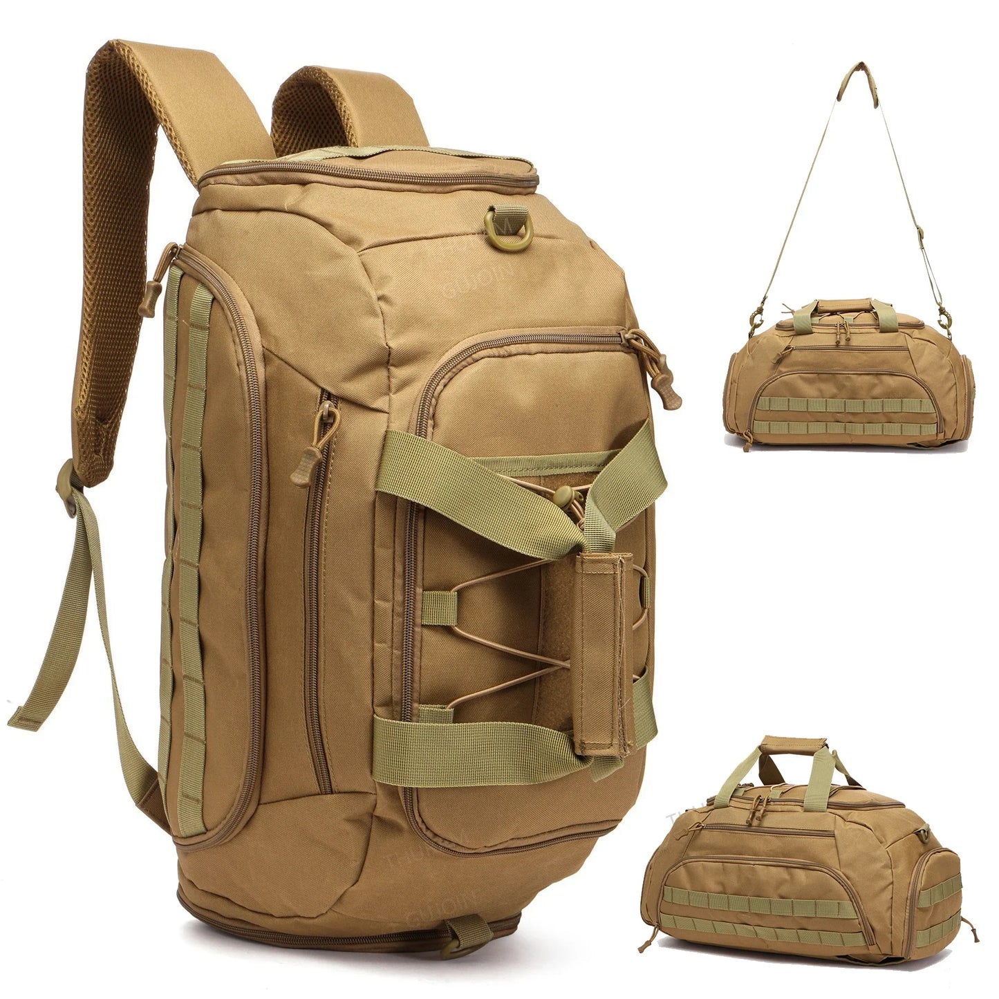 3-in-1 Tactical Gym Bag with Shoe Compartment – Backpack, Duffel & Sling