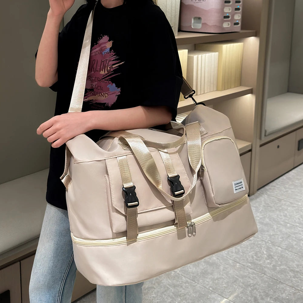 Weekender Duffle Bag Large Capacity with Shoe Compartment for Women