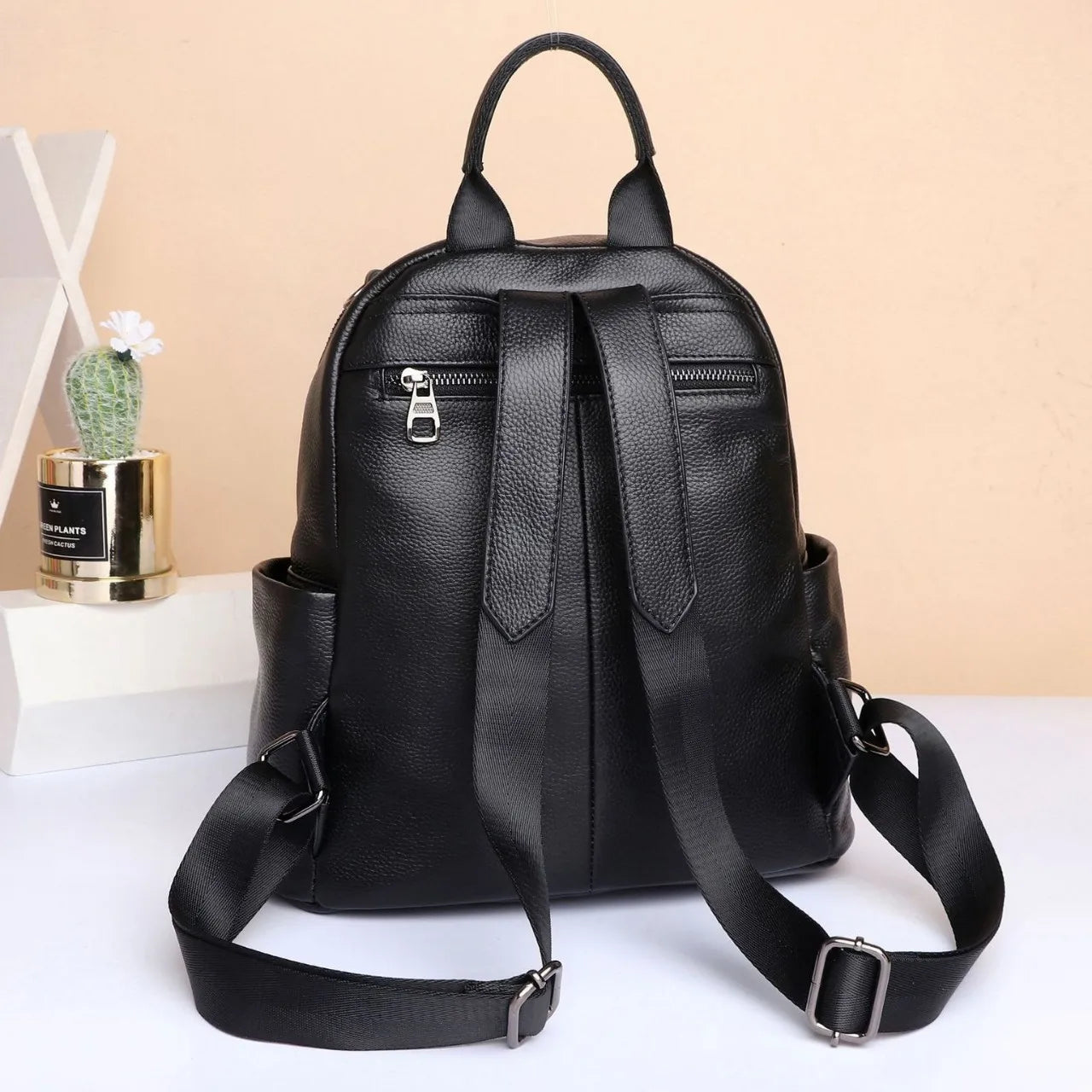Genuine Leather Backpack for Women – Casual Cowhide Daypack
