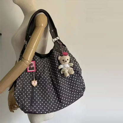 Polka Dot Large Capacity Shoulder Bag for Women – Retro Hobo
