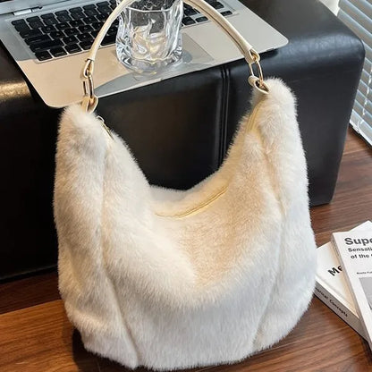 Autumn Winter Fluffy Tote Bag Korean Underarm Large Capacity Foreign Commuter Shoulder Women S