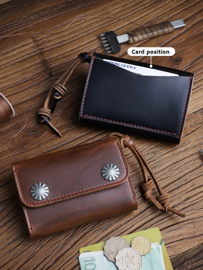 Handmade Horween Chromexcel Leather Card Wallet with Coin Purse