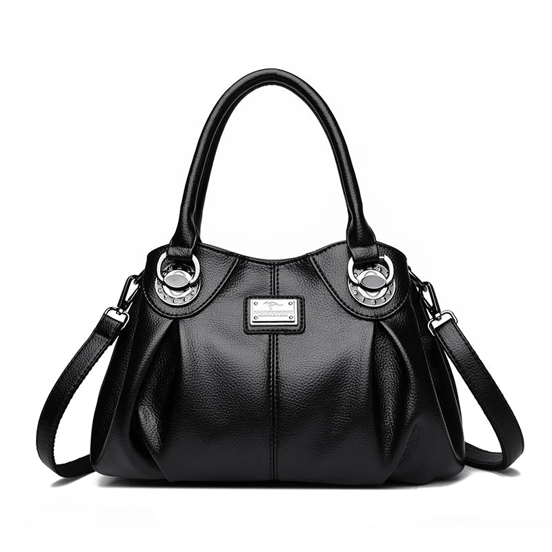 Soft Leather Crossbody Tote Bag – Women's Luxury 3-Layer Handbag