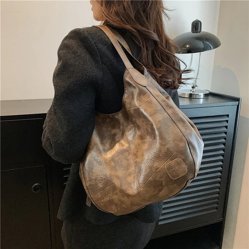 Large Soft PU Leather Hobo Shoulder Bag for Women