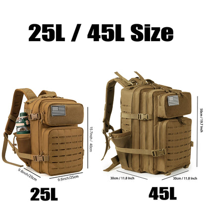 Tactical Hiking Backpack 25L 45L – Camping Fishing Outdoor Bag