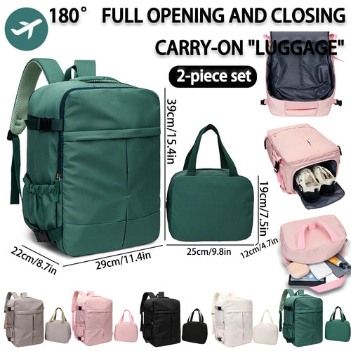 Carry-On Backpack & Tote Bag Set – 2-Piece Large Capacity Travel Luggage