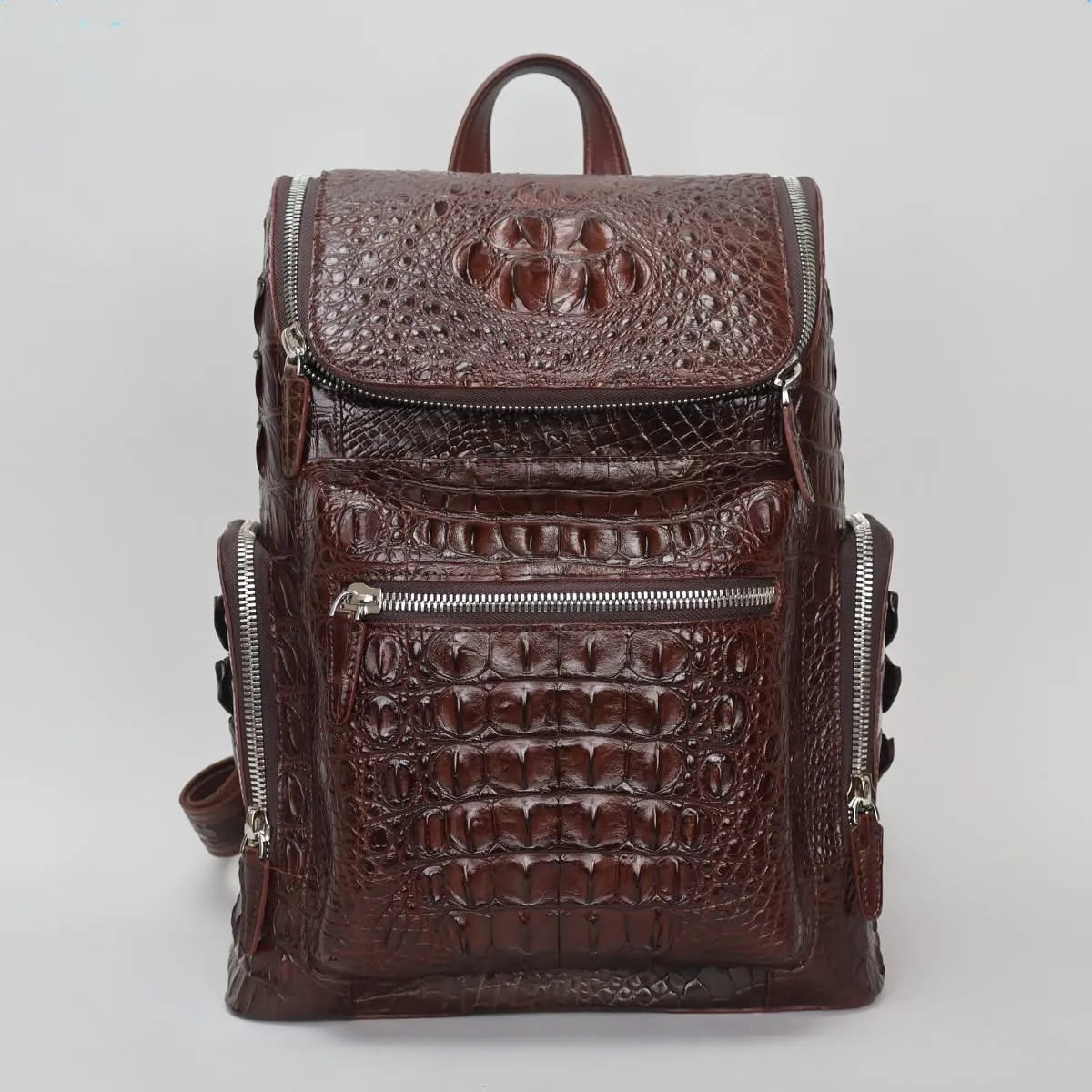 Crocodile Leather Men's Backpack – Large Capacity Laptop Bag