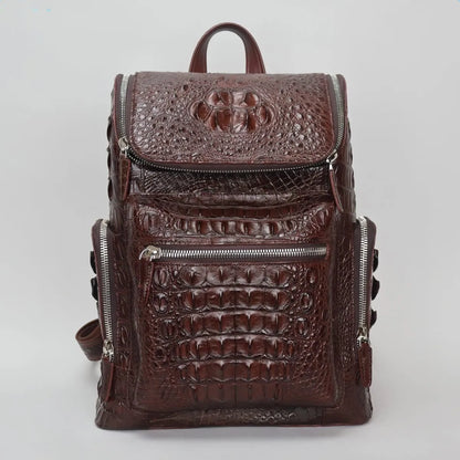 Crocodile Leather Men's Backpack – Large Capacity Laptop Bag