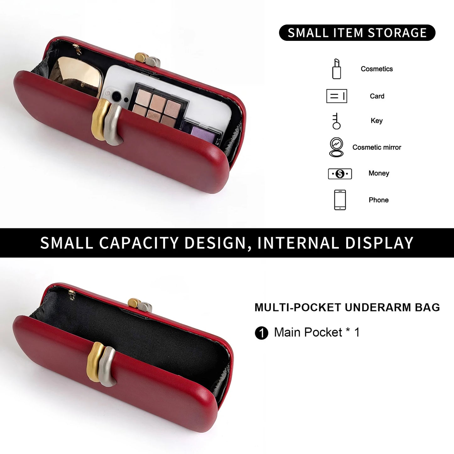Double Ring Buckle Evening Clutch Bag for Women