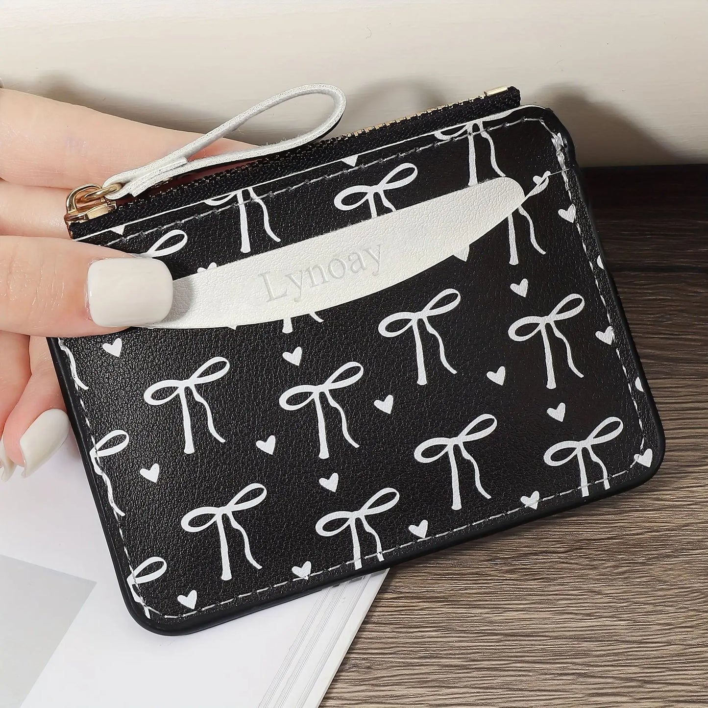 Cute Bow PVC Card Holder & Coin Purse for Women – Slim Zip Wallet