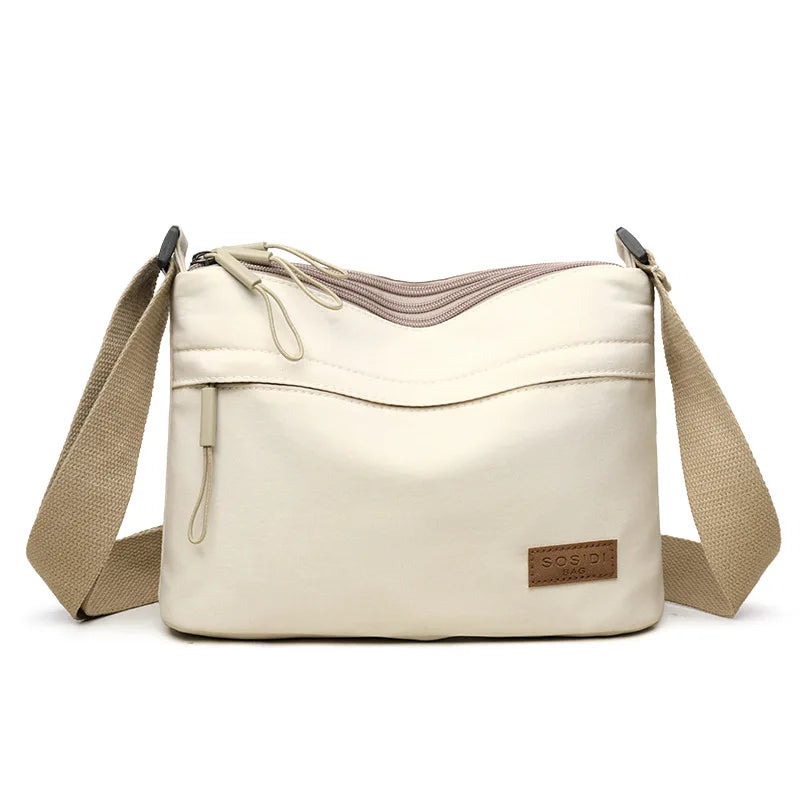 Multi-Pocket Crossbody Bag for Women – Canvas Shoulder Purse