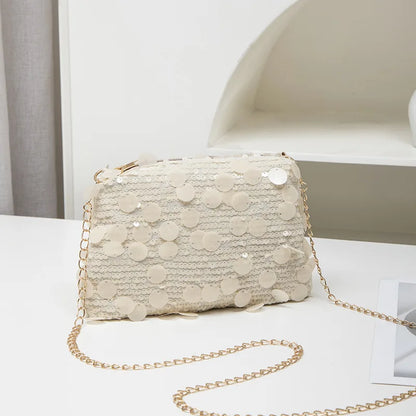 Sequin Chain Shoulder Bag for Women – Glam Crossbody Clutch Purse