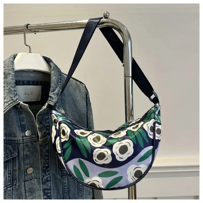 Japanese Style Floral Nylon Crossbody Bag – Crescent Hobo
