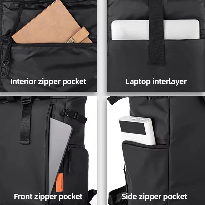 Men's Waterproof Roll-Top Travel Backpack 16" Laptop Bag