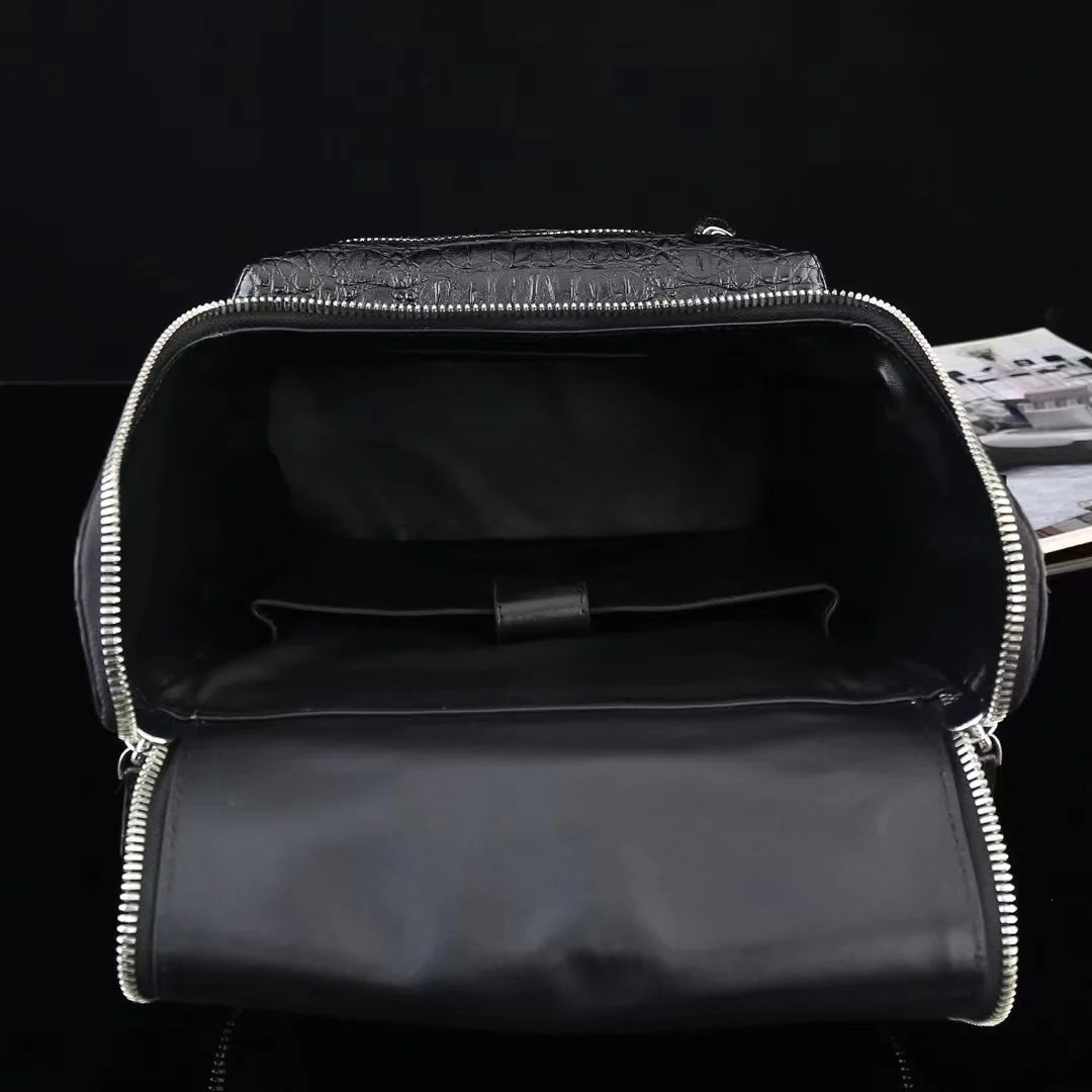 Crocodile Leather Men's Backpack – Large Capacity Laptop Bag