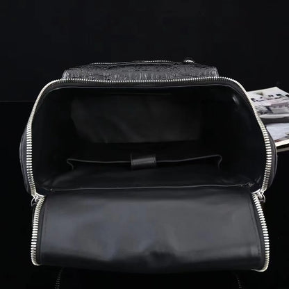 Crocodile Leather Men's Backpack – Large Capacity Laptop Bag