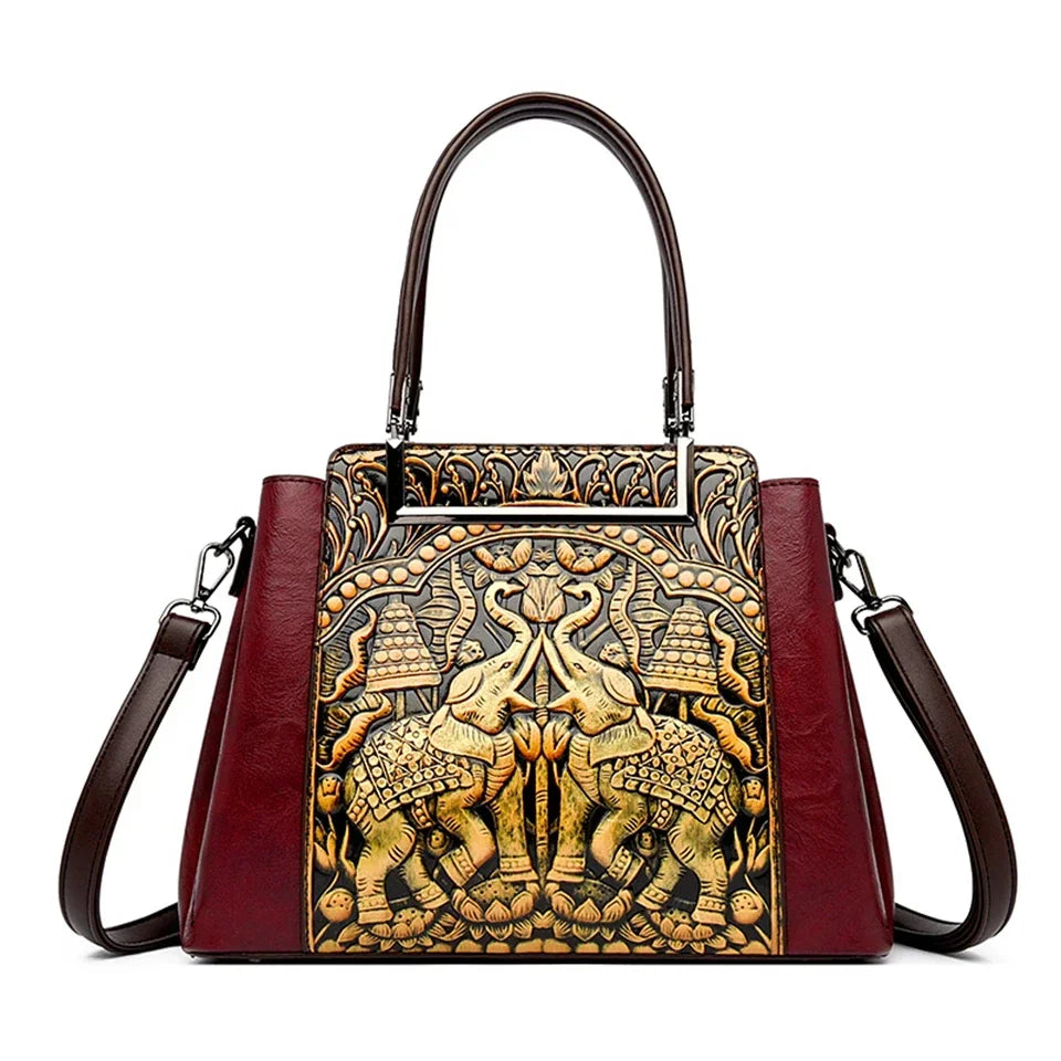 Vintage Embossed Handbag for Women – Large Capacity PU Leather Shoulder Bag