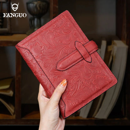 Genuine Leather A6 Notebook Planner – Embossed Journal Organizer