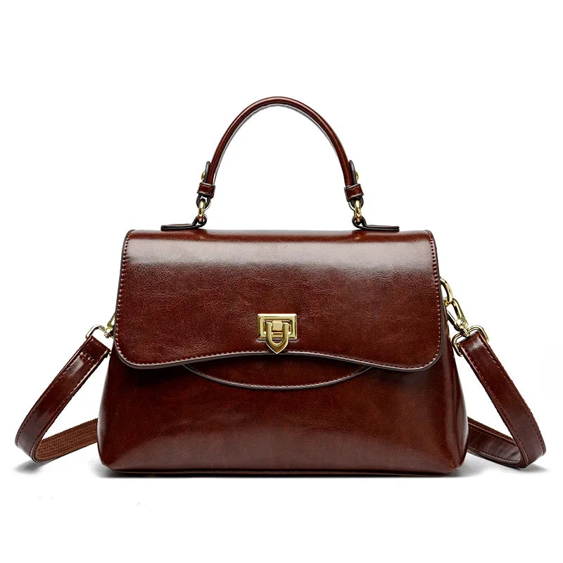 Women's Leather Crossbody Bag – Large Capacity Shoulder Handbag