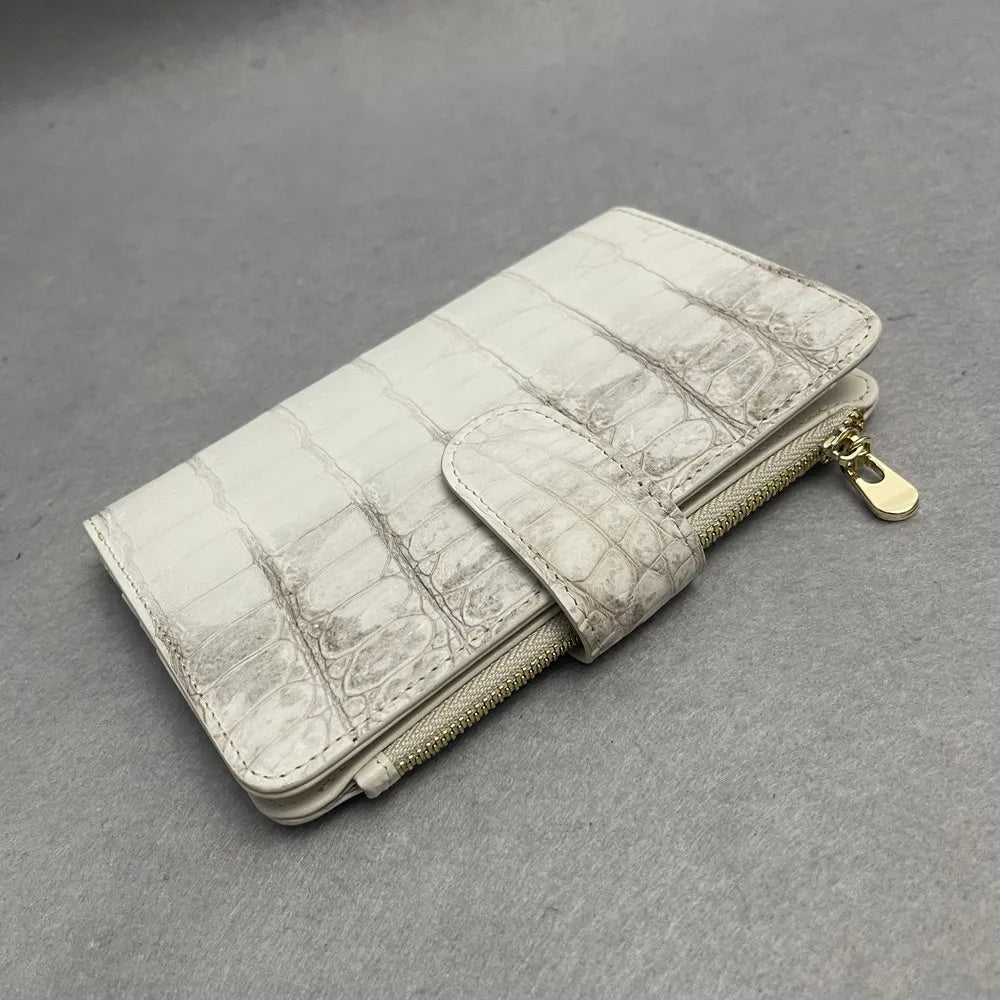 Crocodile Leather Passport Holder & Travel Wallet with Strap