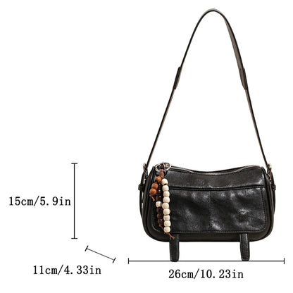 Women's Retro Soft Leather Crossbody Bag – Vintage Shoulder Bag with Optional Pendant