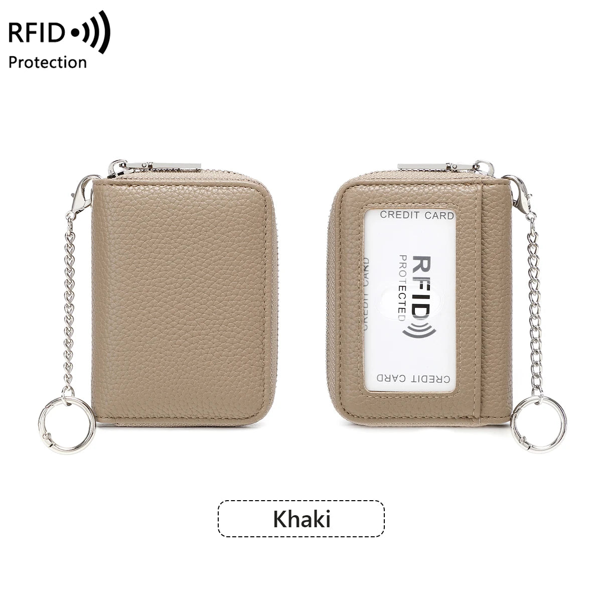 RFID Blocking Women's Accordion Card Holder Wallet with Key Ring