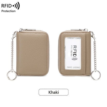 RFID Blocking Women's Accordion Card Holder Wallet with Key Ring