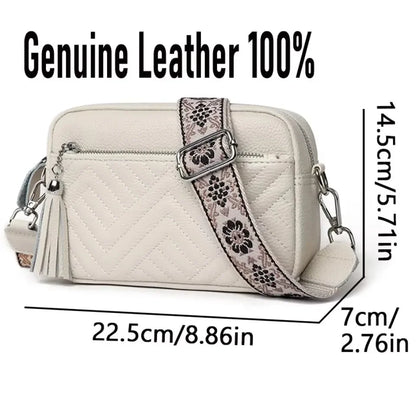 Quilted Leather Crossbody Bag for Women – Boho Guitar Strap Shoulder Bag