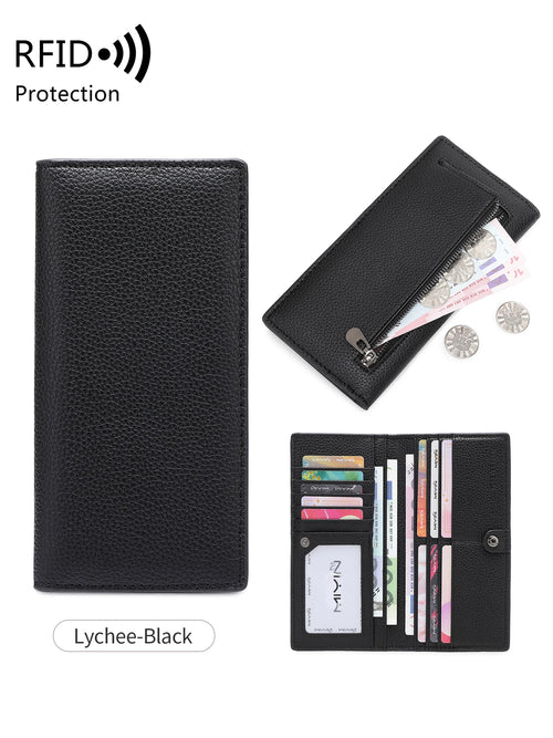 RFID Blocking Slim Bifold Wallet for Women with Zipper Coin Pocket