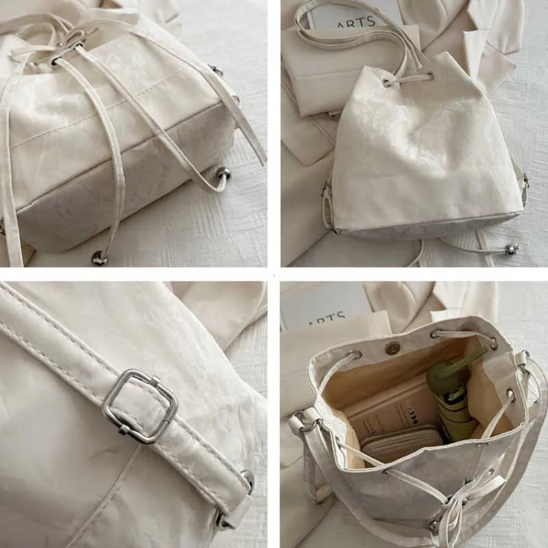 Drawstring Bucket Bag – Women's Korean Crossbody Handbag
