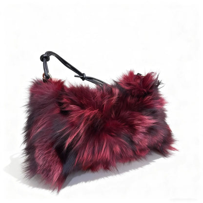 Real Fox Fur Woman Ladies Crossbody Bags Designer Luxury Handbags Women Handbag Shoulder Bag Fuzzy