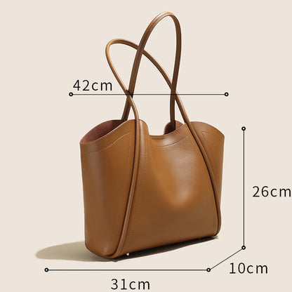 Women's Genuine Leather Tote Bag – Large Capacity Shoulder Bag