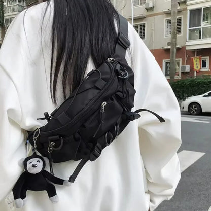 Techwear Crossbody Chest Bag – Punk Hip Hop Shoulder Bag for Men & Women