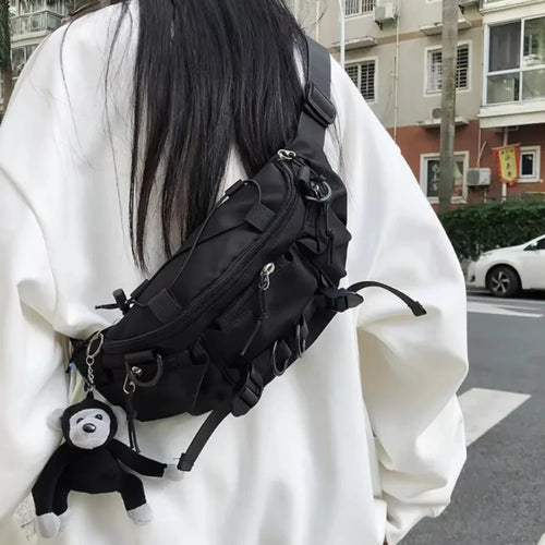 Techwear Crossbody Chest Bag – Punk Hip Hop Shoulder Bag for Men & Women