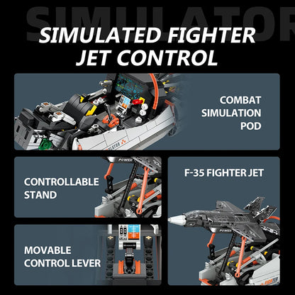 F-35 Fighter Jet Flight Simulator Building Blocks MOC 941pcs