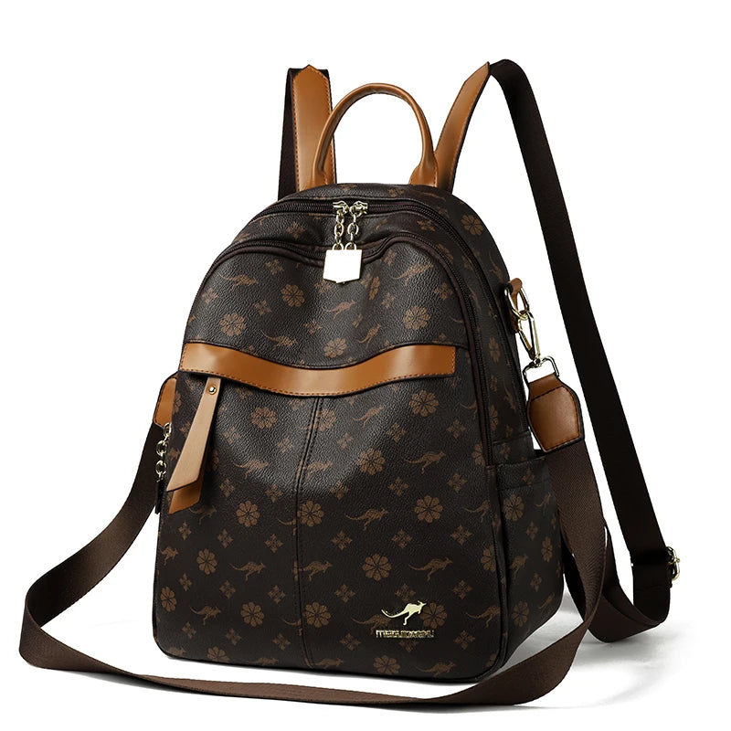 Leather Travel Backpack for Women – Large Capacity Luxury Shoulder Bag