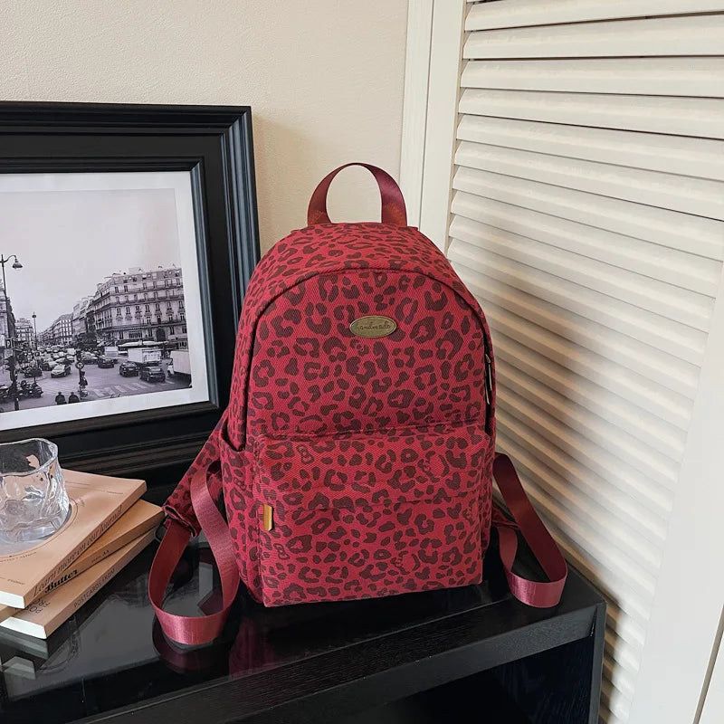 Leopard Print Backpack – Women's Trendy Casual Shoulder Bag