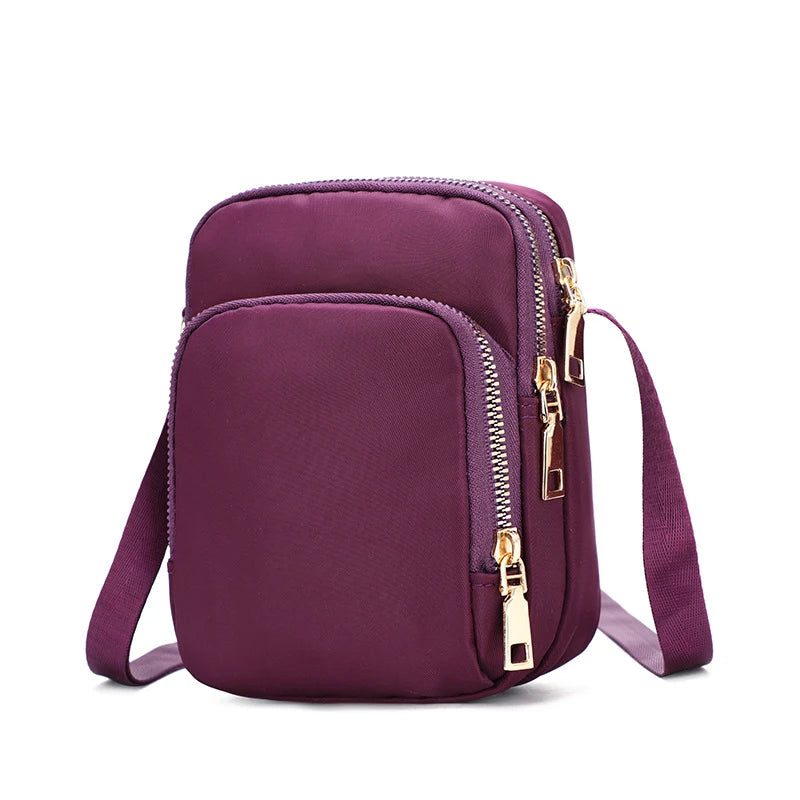 Waterproof Oxford Crossbody Bag – Multi-Zipper Women's Bag