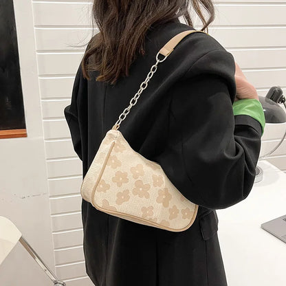 Floral Felt Shoulder Bag – Women's Small Crossbody Underarm Bag