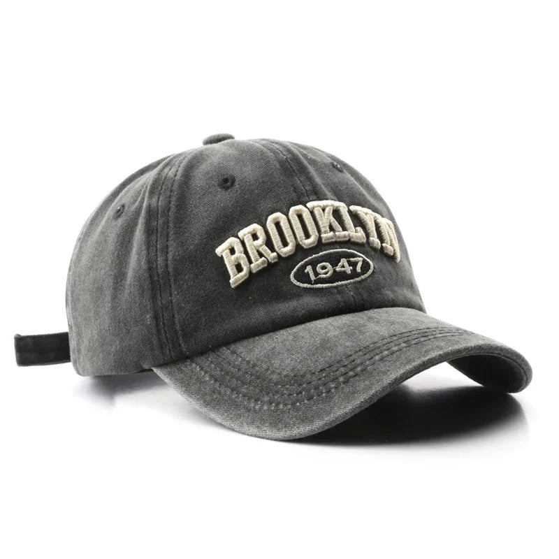 Retro Embroidered Baseball Cap – Washed Cotton Snapback Hat