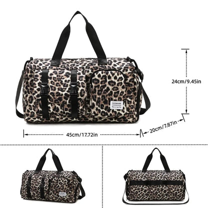 Leopard Print Weekender Gym Bag for Travel & Fitness