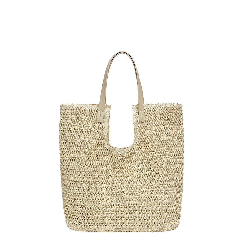 Straw Beach Tote Bag – Large Capacity Woven Shoulder Bag for Women