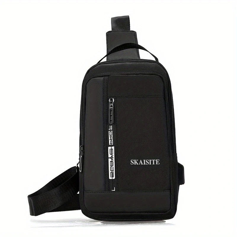 Men's Sling Chest Bag with USB Charging Port – Oxford Fabric