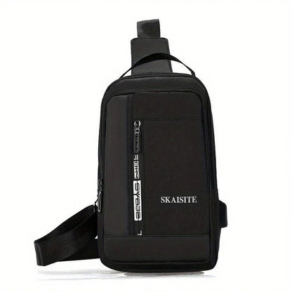 Men's Sling Chest Bag with USB Charging Port – Oxford Fabric