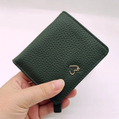 Genuine Leather Heart Charm Short Wallet for Women