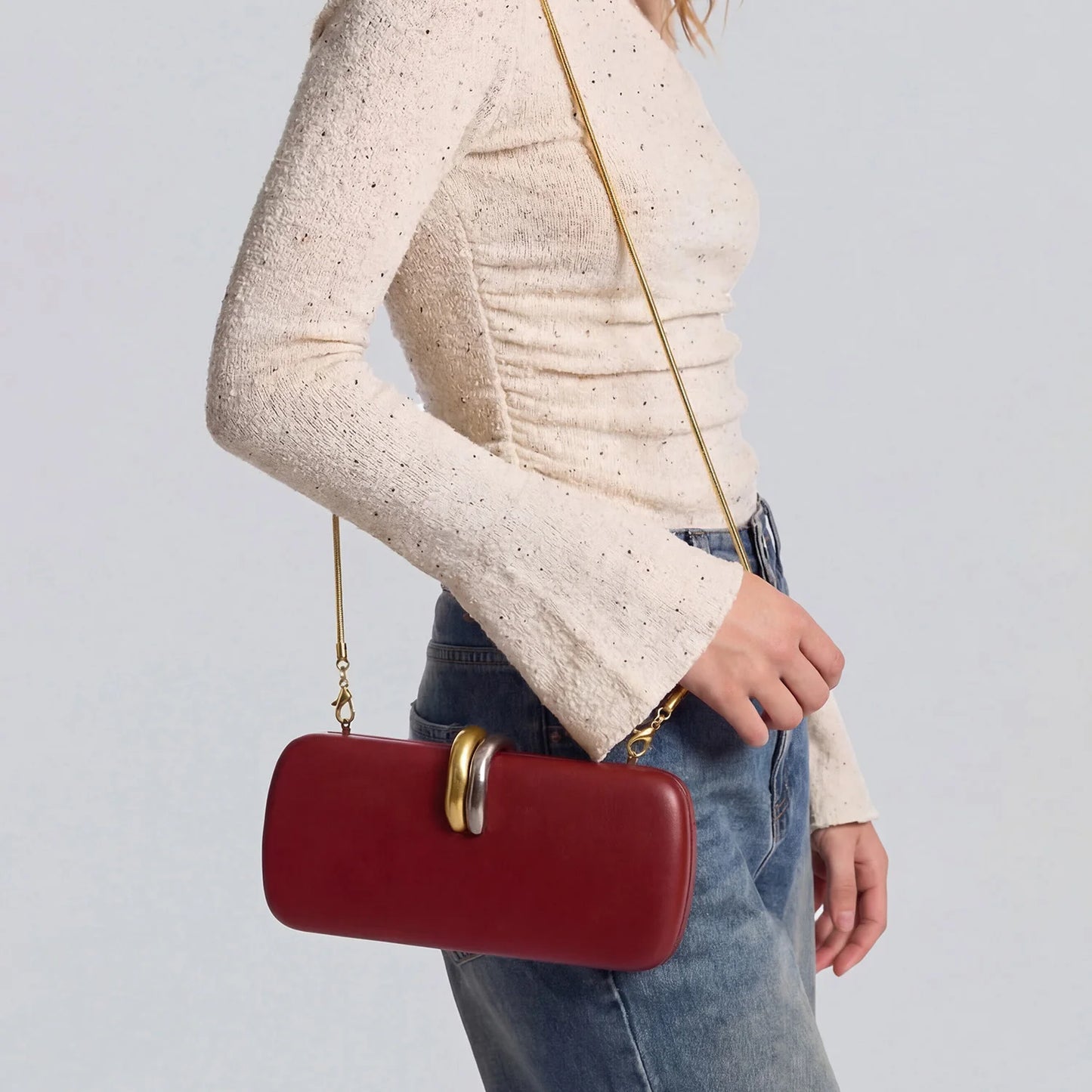 Double Ring Buckle Evening Clutch Bag for Women