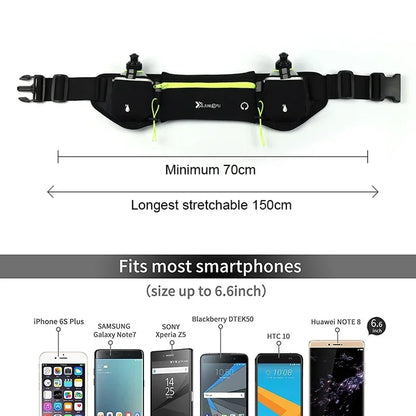 Running Belt Waist Bag - Dual Pocket Phone & Water Bottle Holder for Women
