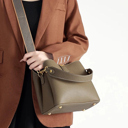 Genuine Leather Bucket Bag – Luxury Crossbody & Top Handle Bag
