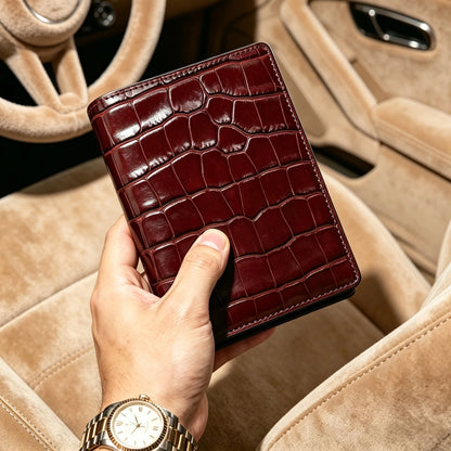 Luxury RFID Leather Passport Cover – Crocodile Pattern